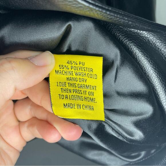 NWOT Diet Starts Monday Can’t Teach Taste Faux Leather Trucker Jacket Size L - Picture 9 of 11